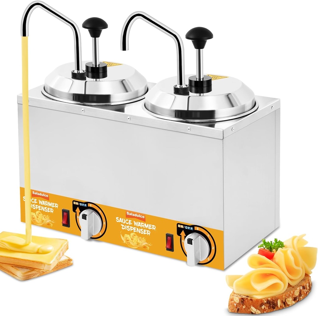 Nacho Cheese Dispenser Warmer 5.3Qt Electric Cheese Pump with 9 Stickers&Cleaning Kits, Insulated Dispenser Pump for Cheese Fudge Caramel 86-185℉ 110V