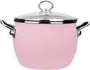 Pasta Pot Nonstick Cookware Enamel Stock Pot with Lid Large Cooking Pot Flat Bottom Stew Pot for Soup, Stew, Canning Induction Pasta Pot, for Stove Non Stick Soup Pot,Pink