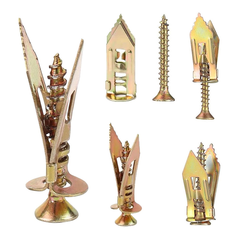 Maozaa 50 pcs Self-Drilling Drywall Anchors with Screws, 0.47x1.18 Inch Zinc Plated Steel Drywall Wall Anchors and Screws Kit Heavy Duty, Easy Application No Drill or Holes in Wall