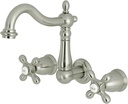 Kingston Brass KS1258AX Heritage 8" Center Wall Mount Vessel Sink Faucet, 6-3/8" in Spout Reach, Brushed Nickel