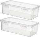 2pcs Medium Kitchen Condiment Holder Airtight Bread Storage Box for Toast and Food Organization Transparent Container for Fridge and Countertop Use
