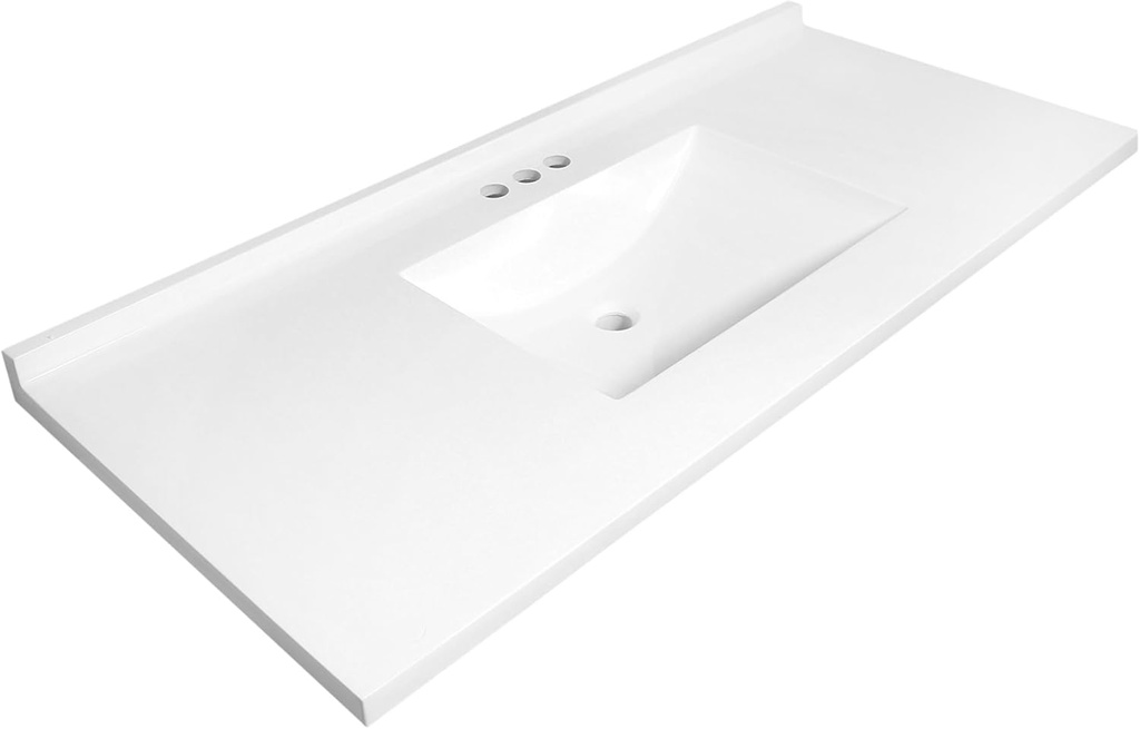 49-Inch Camilla II Modern Vanity Top with Single Sink and Backsplash, Improved Packaging, Solid White – Design House, 630244