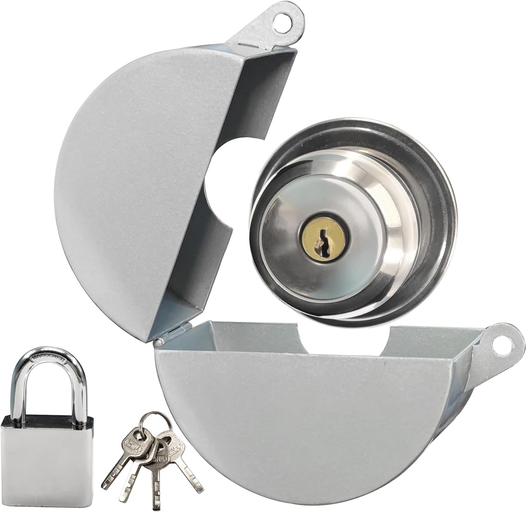 Door Knob Lock Out Device with Padlock, Door Handle Lock - Protects Door Handles from Turning and Entering Keyholes, for Covering Door Handles/Faucets/Valves, Stainless Steel (Silver)