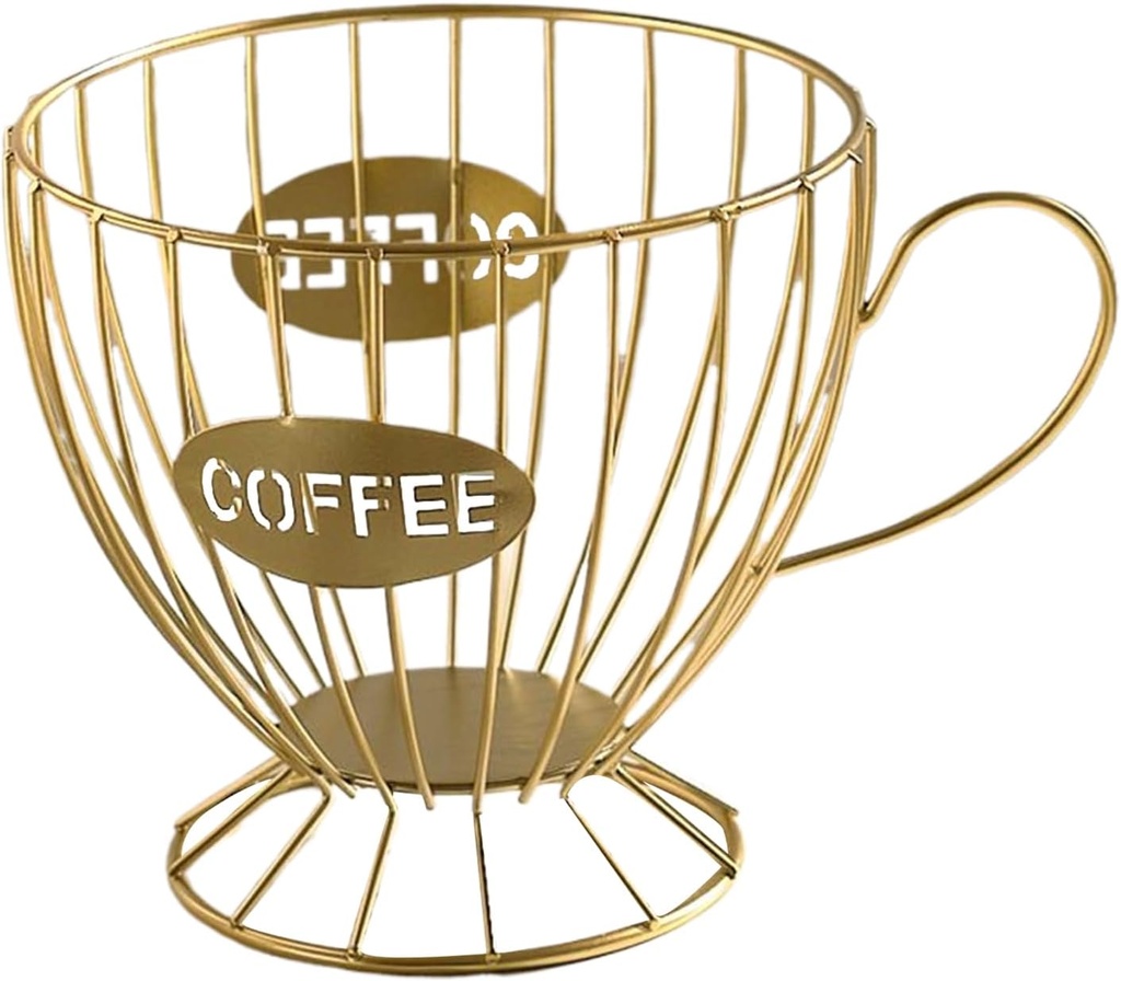 Coffee Pod Organizer, Metal Construction, 5.91 Inches, Coffee Pod Basket, Metal Cafe CapsuIe Organizer, Large Capacity And Reusable Storage Bin, For At Home, In Offices, Or Cafes