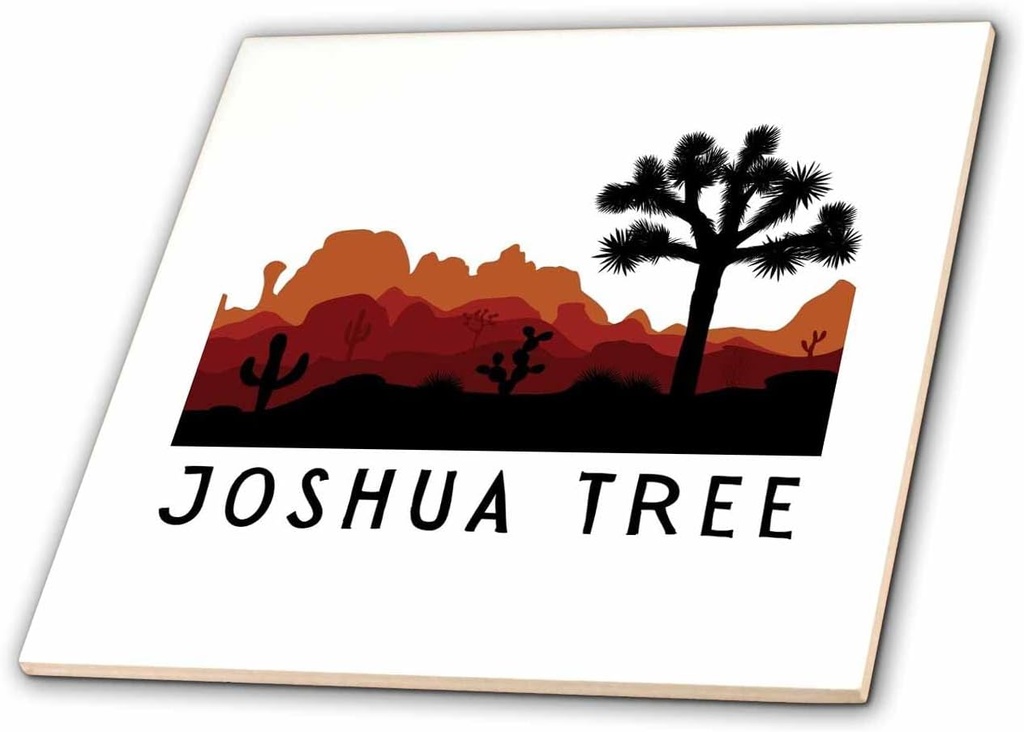 4 Inch Ceramic Tile - Silhouette Joshua Tree Prints 3dRose - Rosette - Travel