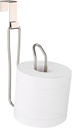 SunnyPoint Over The Tank Toilet Tissue Paper Roll Holder Dispenser and Reserve for Bathroom Storage and Organization - Metal, Hanging, Holds 1 Roll (Satin Nickel)