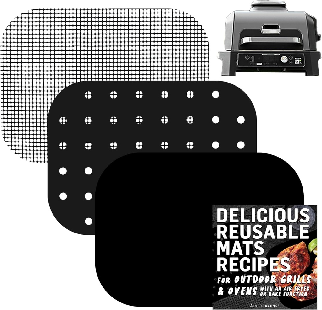 Accessories for Woodfire Outdoor Grill Pro XL, Pro Connect XL, OG800 OG900, Reusable Mats Non-Stick Grill Liners for Wood Fire Electric Air Fryer and Smoker 7-in-1 BBQ, Dishwasher Safe by INFRAOVENS