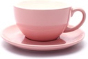Americano Coffee Cup and Saucer Latte Art Cappuccino Barista Cups, New Bone China Coffee Shop (Glossy Pink, 8.5 oz)