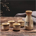 Refineness Sake Set, Japanese Style Traditional Ceramic 1 of Sake and 4 Sake Cups, Traditional Hand Painted Design Porcelain/D(C)