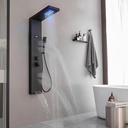 Shower Panel Tower System 5 in 1 Stainless Steel Rainfall Shower Panels with 5-Functions, 4 Enlarged Body Massage Jets, Handheld Head, Wall Mounted Matte Black
