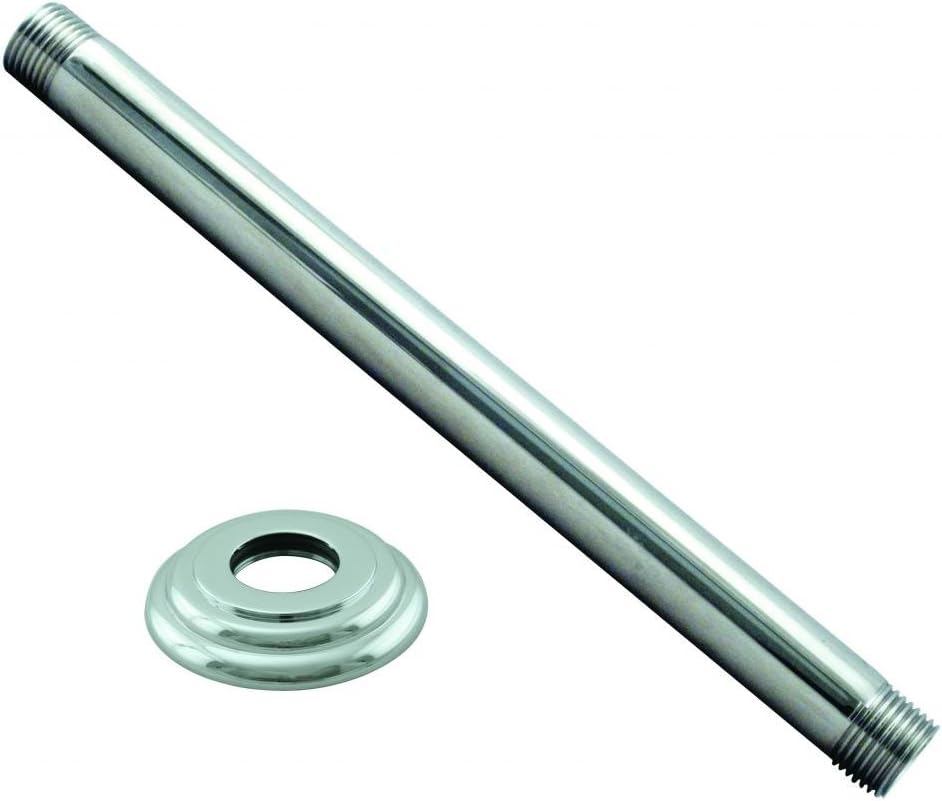 Westbrass 1/2" IPS x 6" Ceiling Mounted Shower Arm with Flange, Polished Chrome, D3606A-26