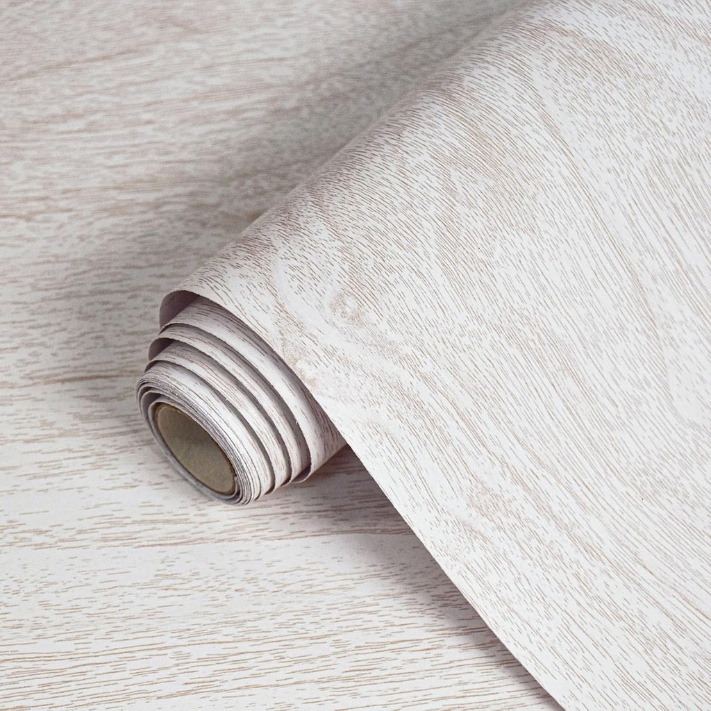 White Wood Contact Paper for Cabinets and Drawers Wood Grain Peel and Stick Wallpaper for Furniture Table Shelf Liner Self-Adhesive Wallpaper Vinyl Waterproof Easy to Install/Clean 18inW 118inL