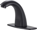Automatic Touchless Faucet Black Bathroom Sink Faucet Electronic Sensor with Hole Cover Plate Control Box and Temperature Mixer AC/DC Powered Motion Activated Hands-Free Deck Mount