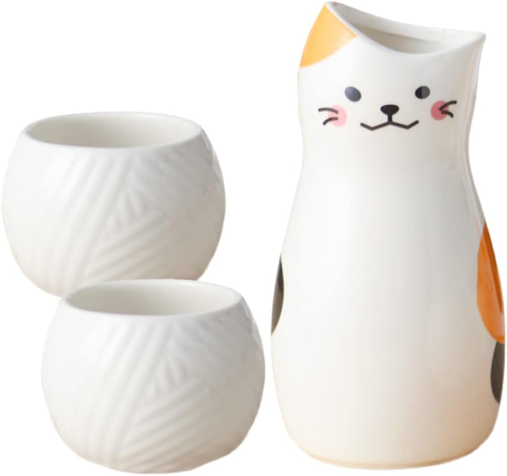 GLEAVI 1set Ceramic Japanese Sake Pot Cups Design for Home Use and Giving Dishwasher Safe for Tea Wine and Water