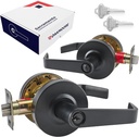 Commercial Door Handle Black - Grade 2 Lockset - Door Lever Schools Offices Industrial UL CUL & ADA – ANSI A156.2 (Keyed (Entry Doors))