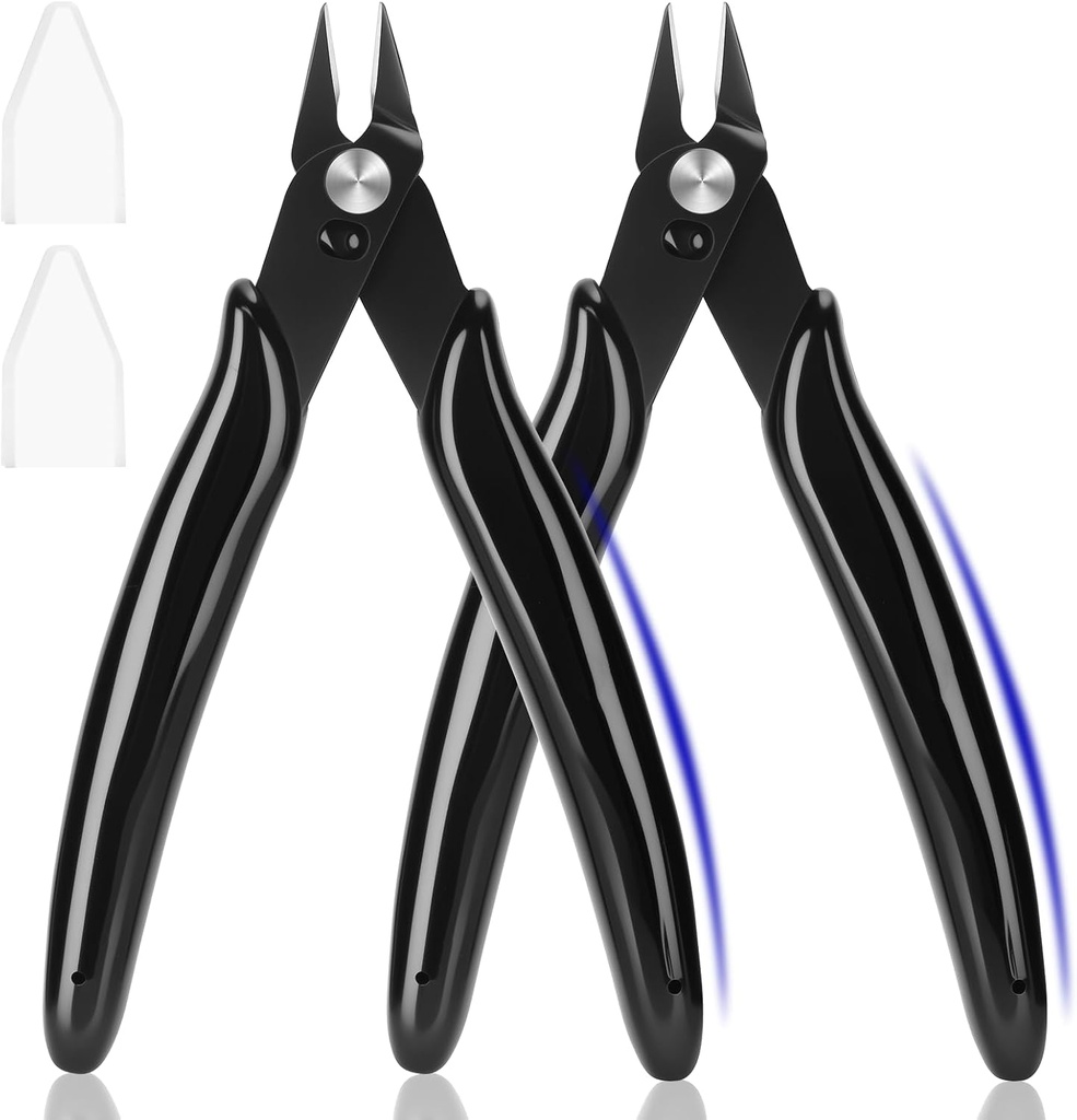 5 Inch Flush Cutters, 2 Pack Micro Wire Cutters, Sharp Zip Tie Cutter, Precision Wire Cutters for Crafting, Jewelry Making, Plastic Models, 3D Print, Electronics, Floral