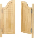 Swinging Door Cafe Doors, W31.5xH35.4in Wooden Half Saloon Door with 4 Metal Hinges, Arched Double Entrance Partition for Kitchen Bar Cellar Porch Barn, Wood Color