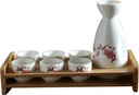with shelf 7Piece Sake Cup Set Porcelain Pottery Ceramic Cups Crafts Wine Glasses,F