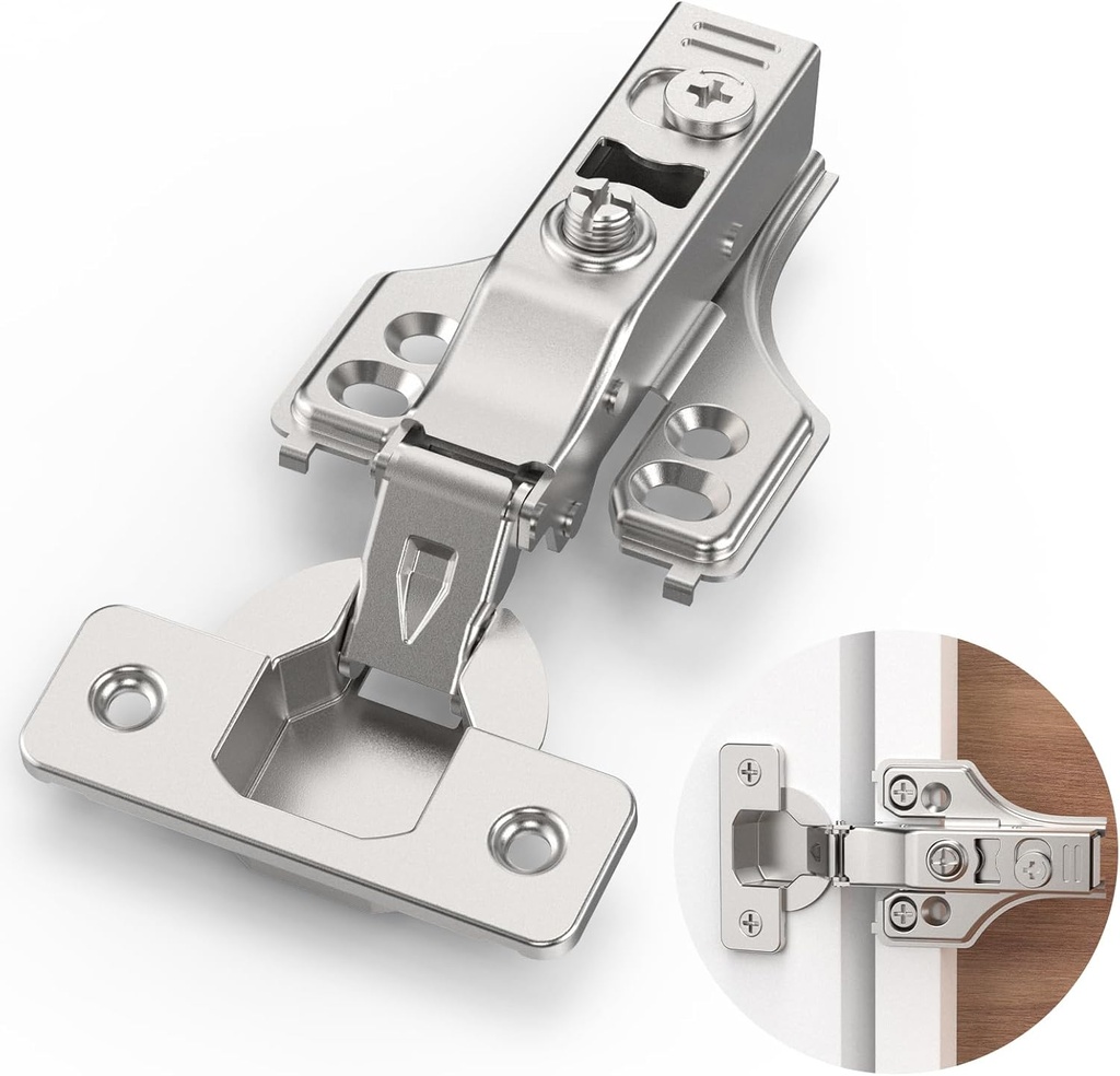 2 Pairs 4 Packs Full Overlay Soft Close Cabinet Hinges,3/4 inch Face Frame Soft Close Hinges with Hydraulic Damper,Concealed 3D Adjustable for Frame&Frameless Cabinets