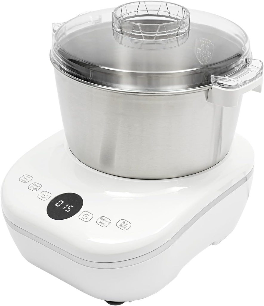 5L Electric Dough Maker with Ferment Function for Baking Bread Dough&Pizza Dough, 304 Stainless Steel Dough Kneading Machine with Microcomputer Timing, Touch Panel, 5-40min (White)