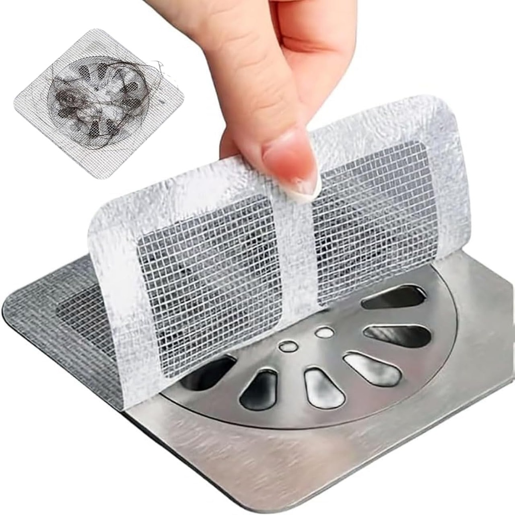 20 Pcs Disposable Shower Drain Hair Catcher Mesh Stickers, Bathroom Drain Trap Fine Mesh Kitchen Drain Strainer, Fits Dishwasher, Microwave, Freezer, Refrigerator