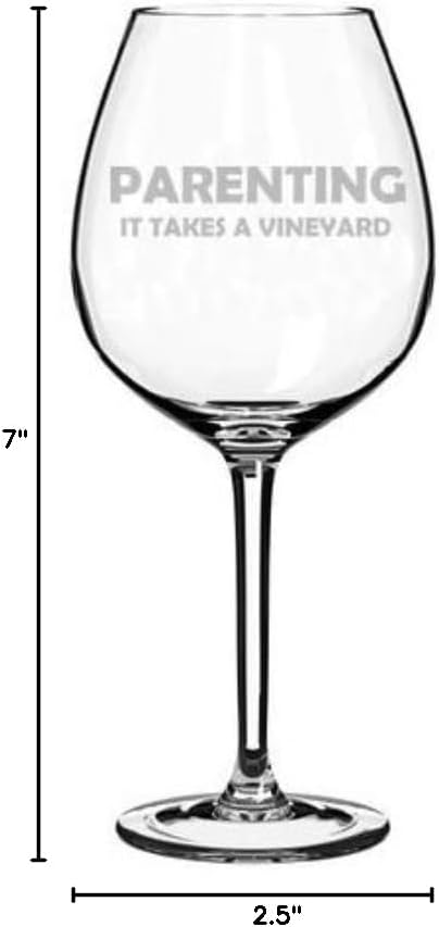 MIP Brand Wine Glass Goblet Parenting It Takes A Vineyard Funny (20 oz Jumbo)