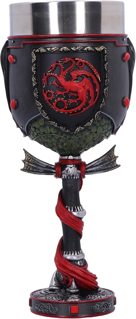 Nemesis Now House of the Dragon Daemon Targaryen Goblet, Hand-Painted Resin Chalice, Gift for Fantasy Enthusiasts and Westeros Lovers, 19cm