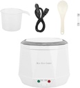 1.6 L Mini Rice Cooker - 12V Electric Food Steamer - Household Multi Cooker Portable Rice Cooking Steaming Pot for Car/Home/Travel - Kitchen Tool Keep Warm (White)