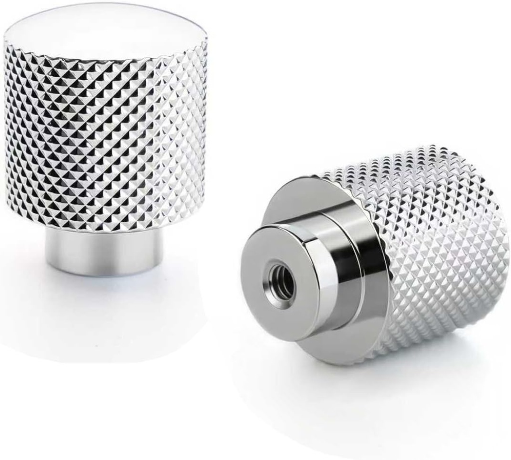 6 Pack Knurled Brushed Chrome Cabinet Knobs Round Drawer Knobs Solid Brass Dresser Handles Polished Chrome Kitchen Cabinet Hardware