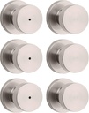 Kwikset Pismo Door Knob Set, 6 Pack with 3 Non-Locking Passage and 3 Locking Keyless Privacy Handles, with Round Rose, Featuring Microban Protection in Satin Nickel
