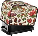 Toaster Cover 2 Slice Cocoa Plant Leaves Flower Toaster Cover Waterproof Kitchen Small Appliance Covers Microwave Oven Dust-Proof Bread Cover, Women Gift