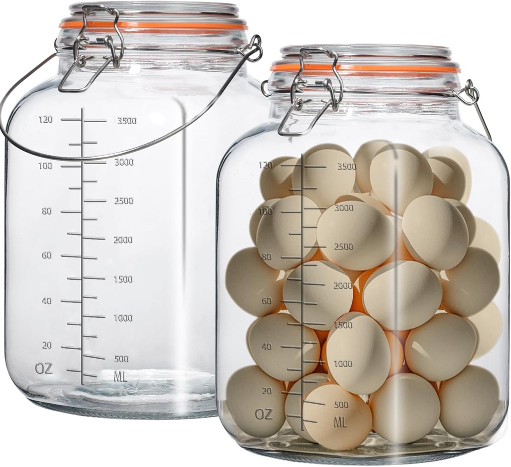 2 Pack 1 Gallon Glass Jar with Airtight Lids,Super Wide Mouth Large Mason Jars 128 oz,Glass Gallon Jugs Storage Container for Sun Tea,Kombucha,Storing,Canning