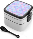 Bento Lunch Box for Women Lunch Containers for Adults Mermaid Tattoo Double Layered Lunchbox Large Capacity Bento Box with Cutlery for Work Picnic Camping Travel, style