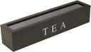 Tea Box Storage Organizer, Tea Bag Holder with Clear Acrylic Window Wooden Finish Tea Storage Organizer for Coffee Tea Sugar Sweeteners Creamers Drink Pods Packets (Black)