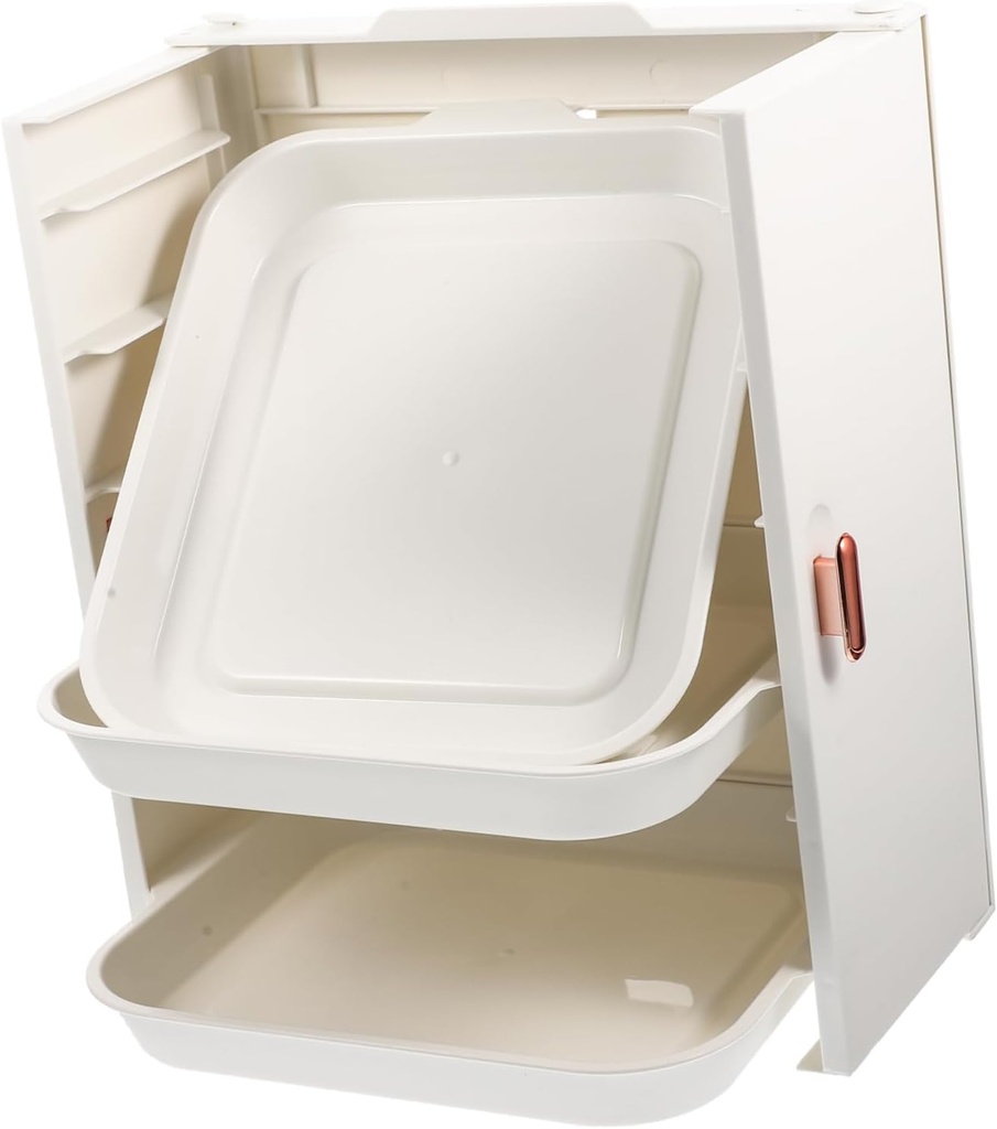 1pcs Wall Mount Food Plate Rack Multi-Functional Kitchen Dish Organizer No-Drill Design Space-Saving Layered Storage for Cooking Plates for Hotpot Barbecue Pearl White Pp Material