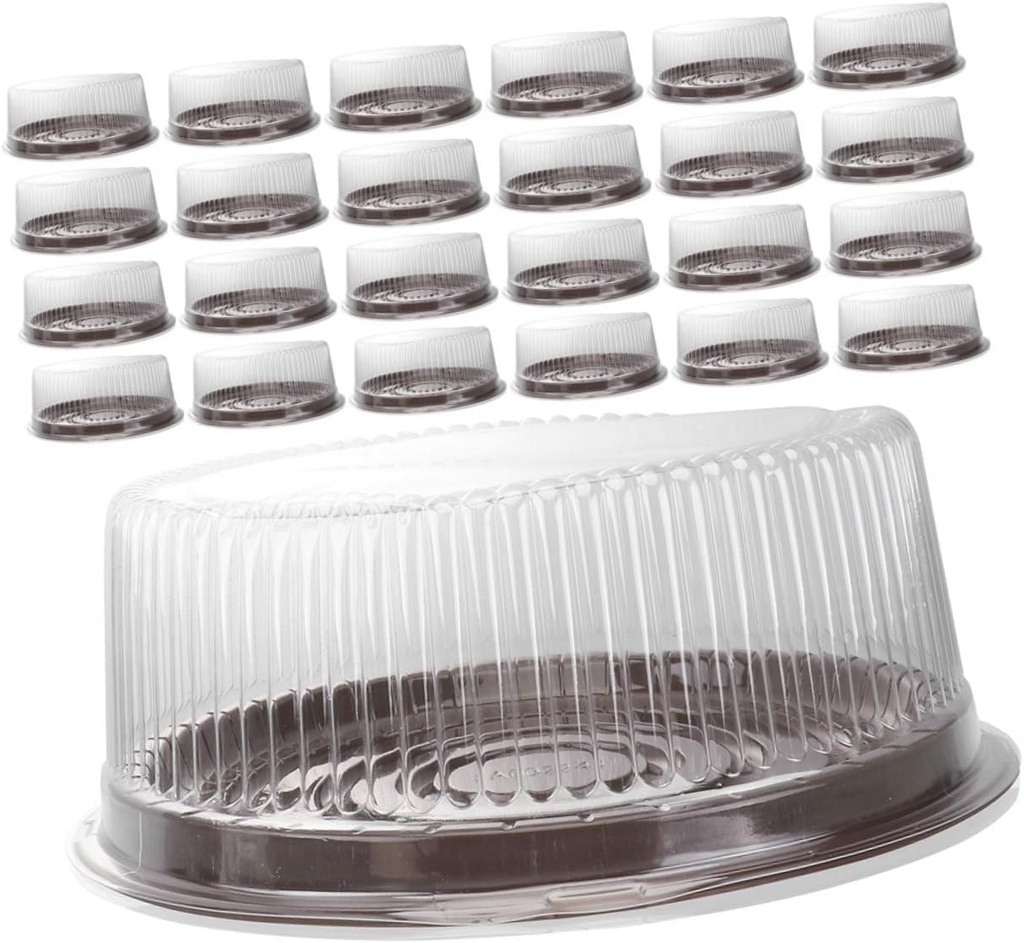 25 pcs Plastic Round Cake Containers with Clear Lids Lightweight Cake Boxes Easy Open Close Design for Parties Home and Bakery Use