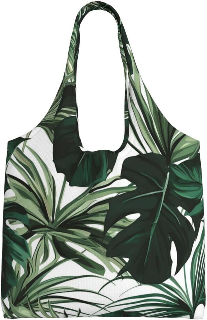 Tropical leaves Canvas Tote Bag Reusable Grocery Bags Shopping Bags Large Canvas Bags with Handles