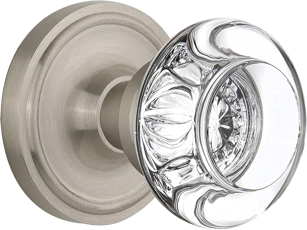 Nostalgic Warehouse Classic Rosette Round Clear Crystal Door Knob