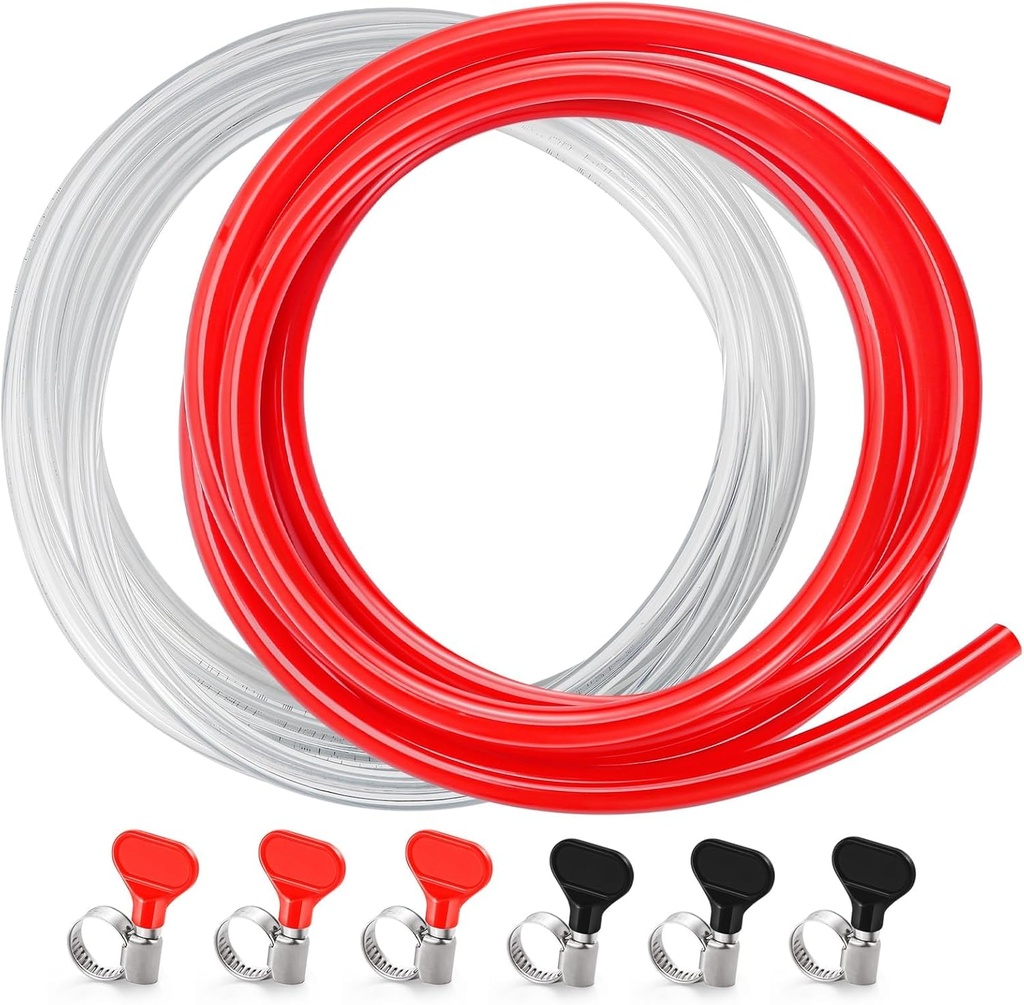10FT Kegerator Beer Co2 Gas Dual Lines Kit, ID 3/16" Keg Beer Lines Tubing & ID 5/16'' Co2 Gas Hose Food-Grade PVC Tubing Keg Faucet Tube with 6Pcs Hose Clamps for Homebrew