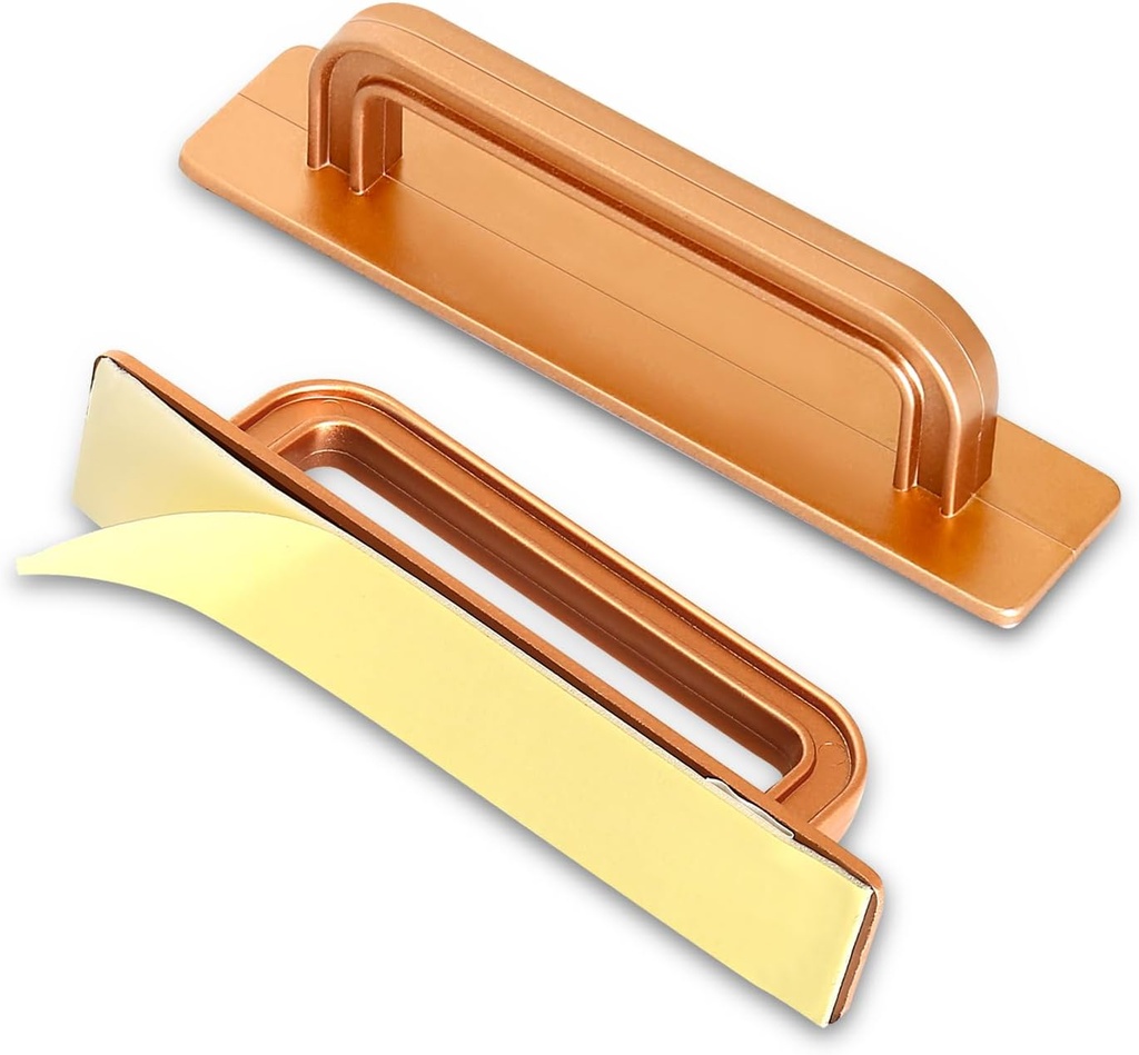 2 Items No Drill Cabinet Handles - 5.31" Self-Adhesive Drawer Pulls with VHB Tape, Instant Install Silver Handles for Kitchen/Closet/Sliding Doors (5.31 Inch,Rose Gold)