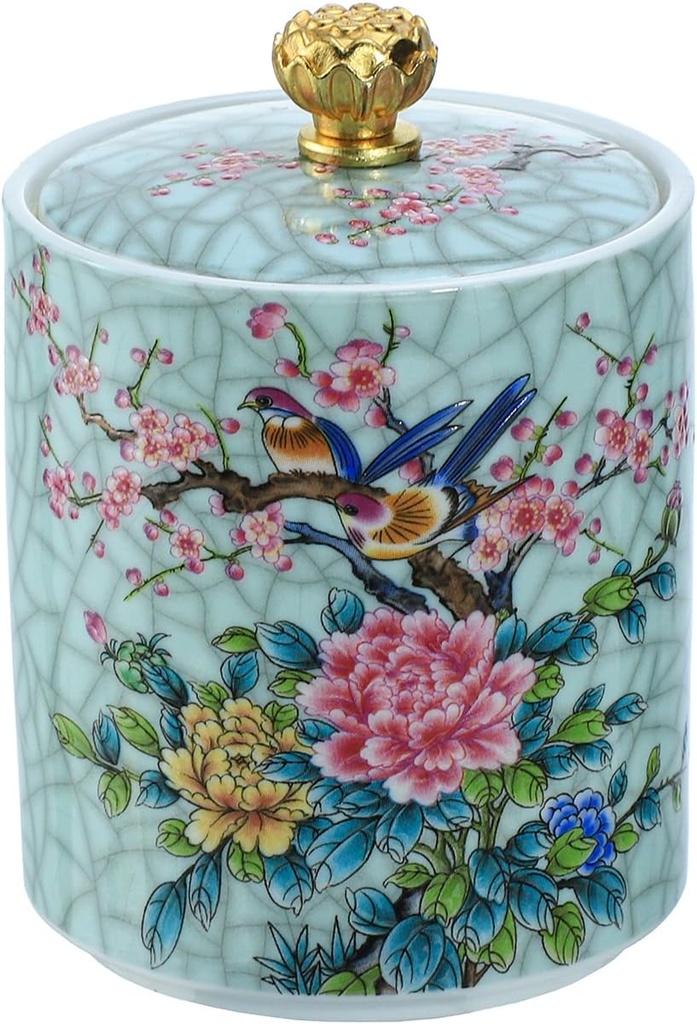 Enamel Ceramic Tea Caddy Tea Canister Tea Storage Container Tins Jar with Airtight Lid Water-proof Tank for Tea, Coffee, Herb, Sugar, Spice, Nuts