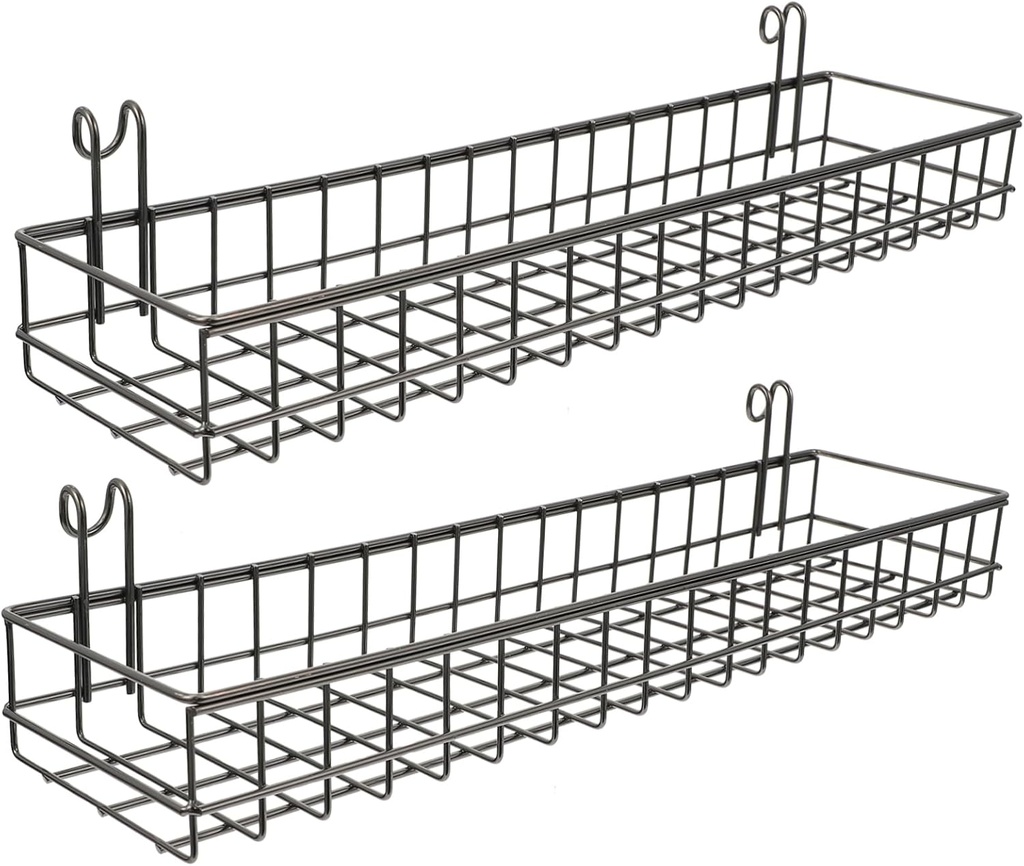 LIFKOME 2pcs Iron Hanging Basket for Sundries Storage Wall-mounted Mesh Organizer for Home Kitchen and Bathroom Black Versatile Decorative for Clutter Management