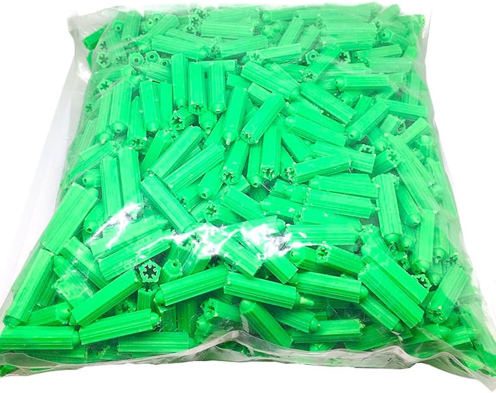 TopHomer 200Pcs M8 Green Plastic Drywall Screw Anchor Plugs, Expansion Fixings for Porous Bricks, Aerated Concrete, and Wall Materials