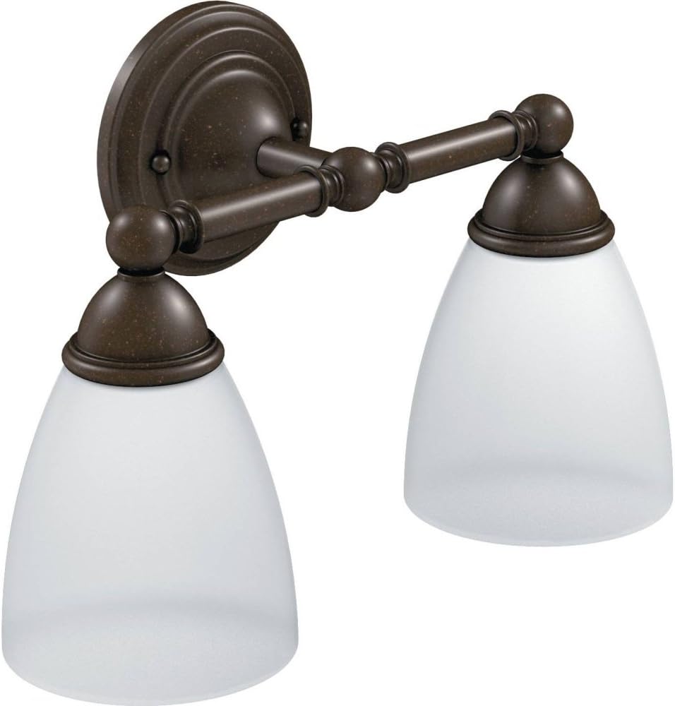 Moen YB2262ORB Brantford 2-Light Dual-Mount Bath Bathroom Vanity Fixture with Frosted Glass, Oil-Rubbed Bronze