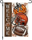 CROWNED BEAUTY Fall Garden Flag Pumpkin Football 12x18 Inch Double Sided Burlap for Outside Welcome Small Seasonal Autumn Yard Decoration CF1850-12