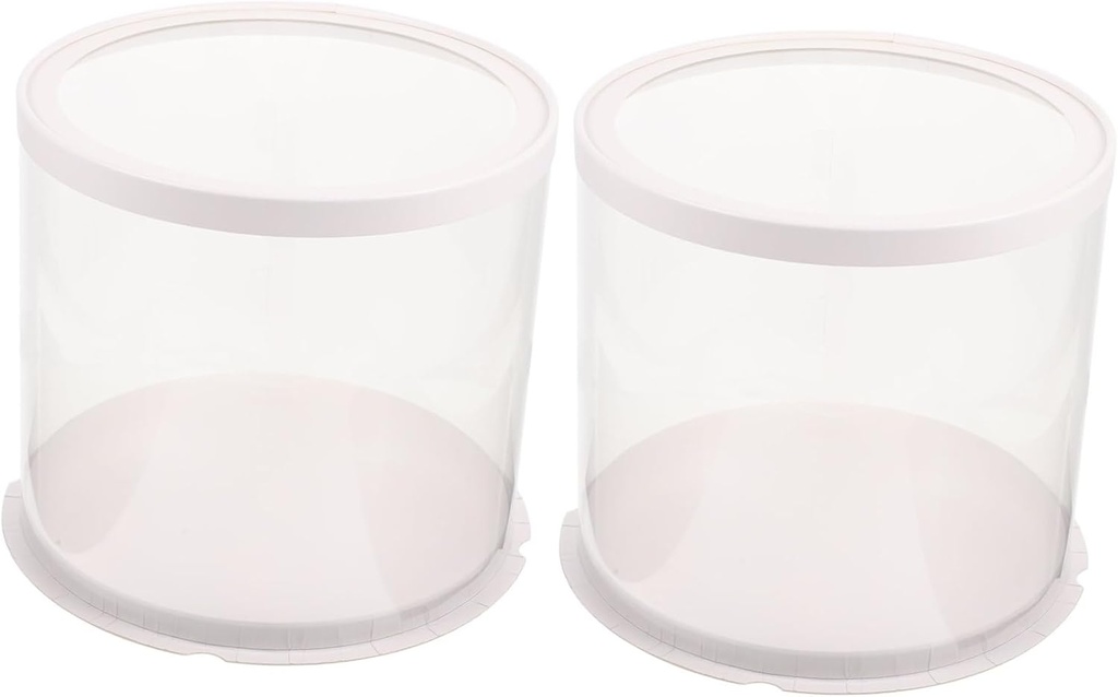 2pcs Round Cake Boxes Paper Bakery Display Boxes Transparent Cake Carrier Birthday Present
