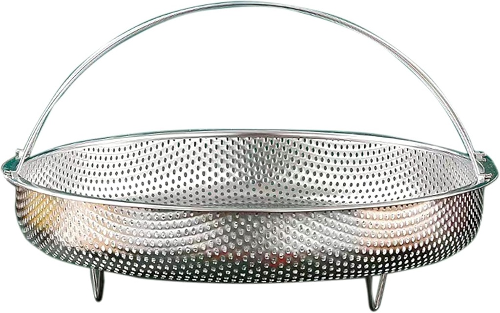 Steamer Basket with Handle, 9.6 Inch Stainless Steel Steaming Net with a Support Frame for Food Steaming (silver, large)