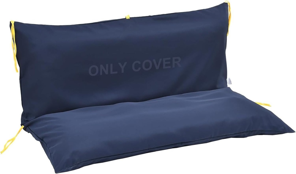 Three Seat Swing Replacement Cushions Only Cover, Anti-Slip Tie Rope Design Bench Cushions Cover for Outdoor Furniture, Zipper Easy to Change Porch Swing Cushions Cover (60"W x 40"D x 4"T, Navy)