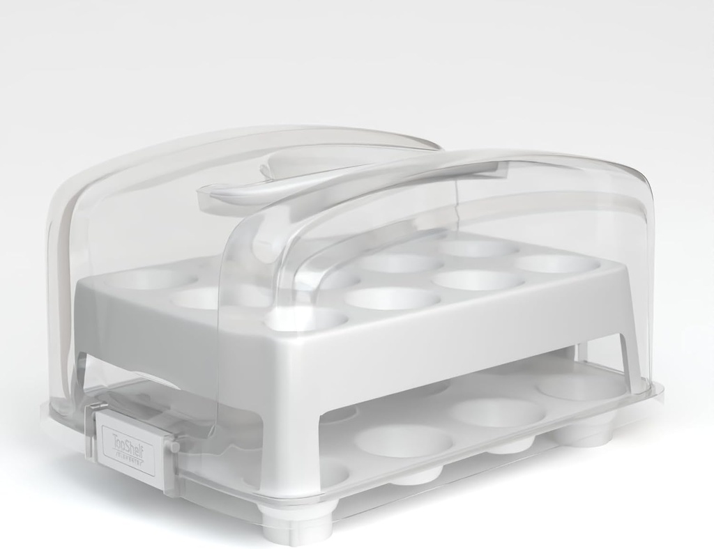 MINI Cupcake Box. NOT For Standard Size Cupcakes. Fashionable White Carrier Holds 24 MINI-Size Cupcakes, Cupcake Traveler,