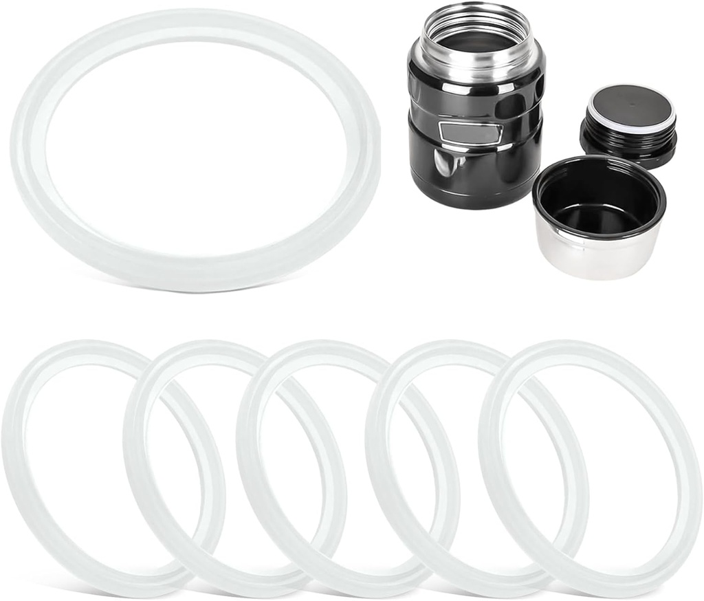 Replacement Gaskets Compatible with Thermos Stainless King Food Jar 16 and 24 Ounce, Silicone Seals Ring Ensures Containers a Leak-Proof Seal, O-Rings with No Phthalate/Latex/BPA - 6 Pack